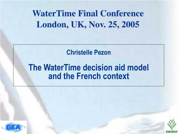 christelle pezon the watertime decision aid model and the french context
