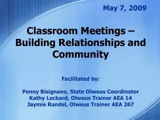 Classroom Meetings – Building Relationships and Community