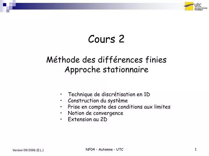 cours 2 m thode des diff rences finies approche stationnaire