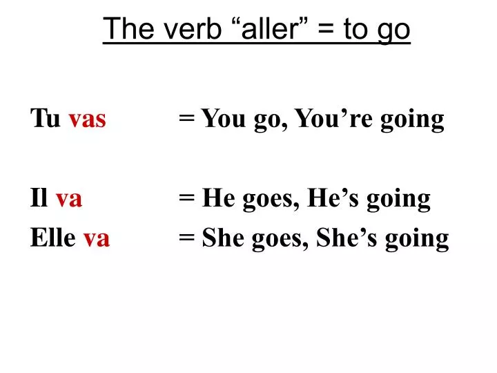 the verb aller to go
