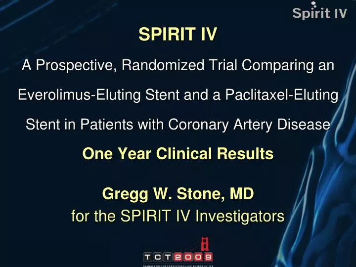 gregg w stone md for the spirit iv investigators