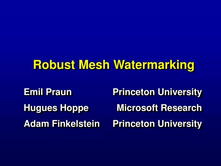 robust mesh watermarking