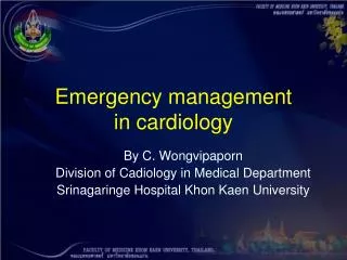 Emergency management in cardiology
