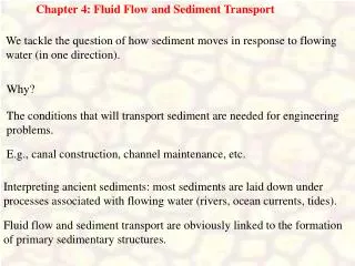 Chapter 4: Fluid Flow and Sediment Transport