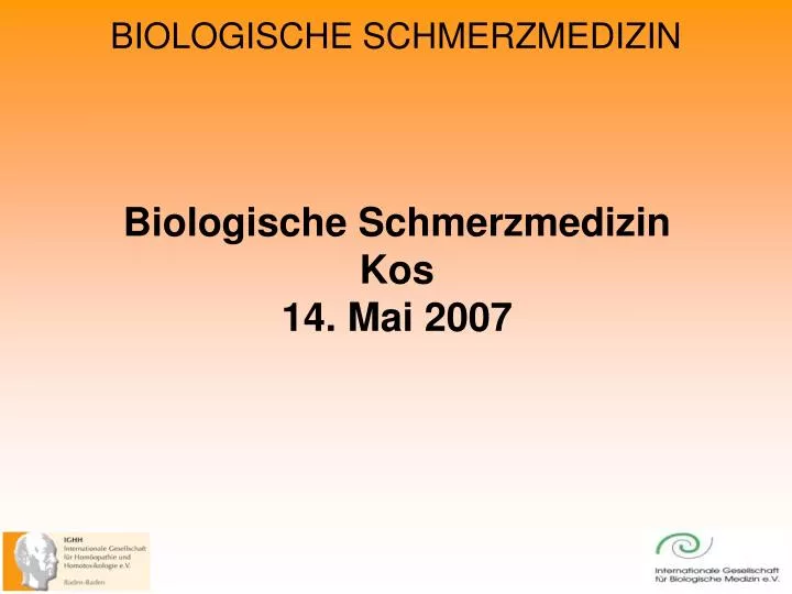 biologische schmerzmedizin kos 14 mai 2007