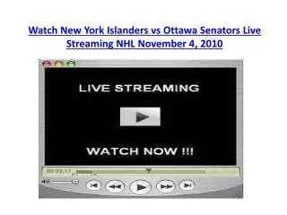Watch New York Islanders vs Ottawa Senators Live Streaming N