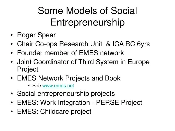 some models of social entrepreneurship