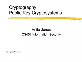 Cryptography Public Key Cryptosystems