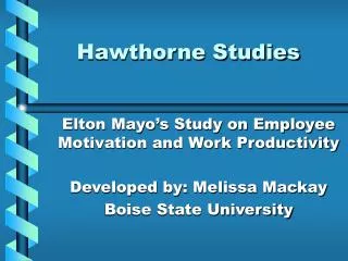 Hawthorne Studies