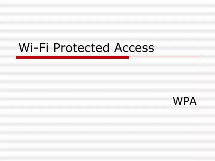 wi fi protected access