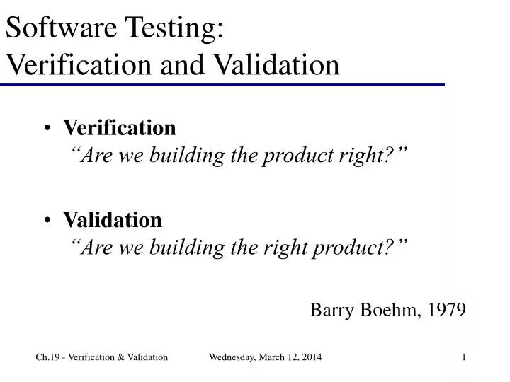 software testing verification and validation