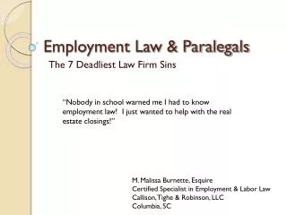 Employment Law &amp; Paralegals
