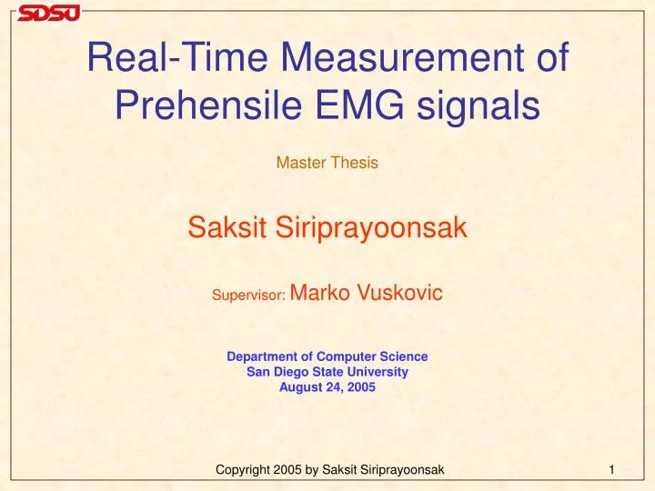 real time measurement of prehensile emg signals