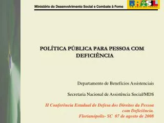 POLÍTICA PÚBLICA PARA PESSOA COM DEFICIÊNCIA