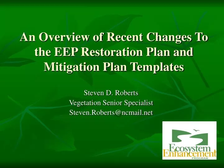 an overview of recent changes to the eep restoration plan and mitigation plan templates