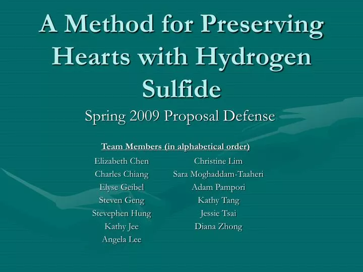 a method for preserving hearts with hydrogen sulfide