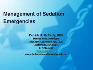Management of Sedation Emergencies