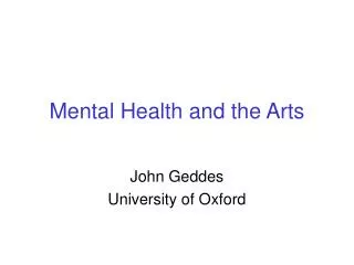Mental Health and the Arts