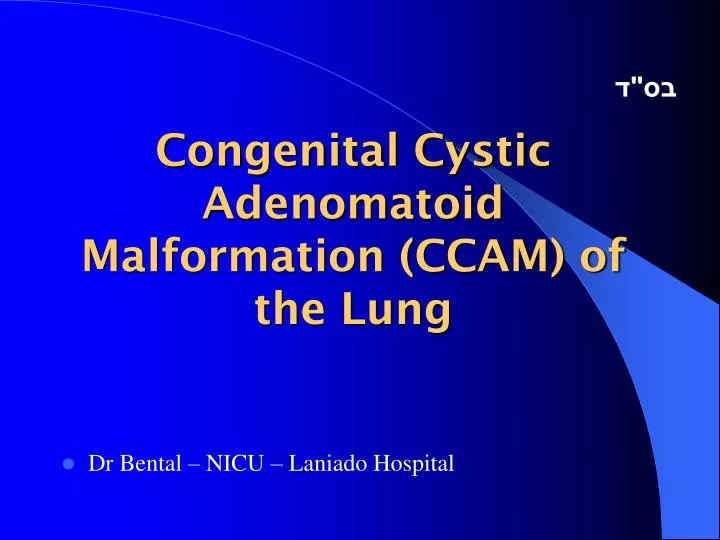 congenital cystic adenomatoid malformation ccam of the lung