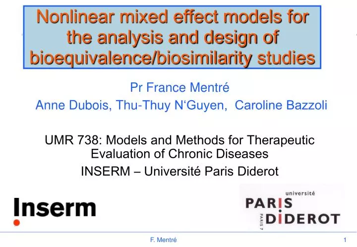 nonlinear mixed effect models for the analysis and design of bioequivalence biosimilarity studies