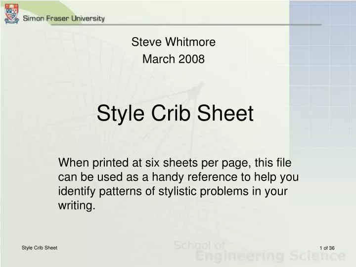 style crib sheet
