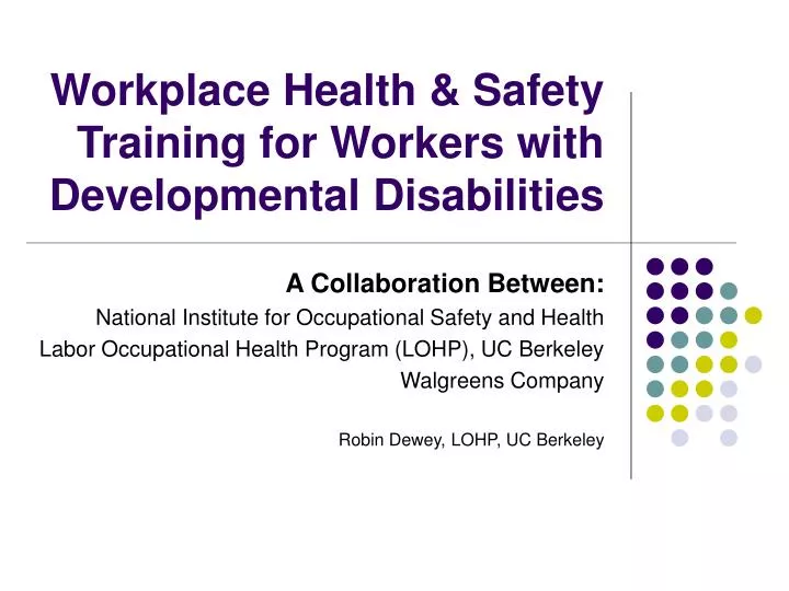 workplace health safety training for workers with developmental disabilities