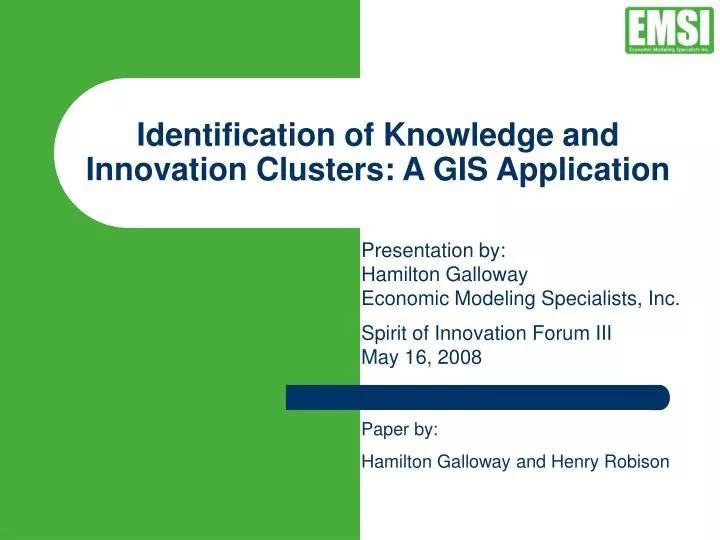identification of knowledge and innovation clusters a gis application