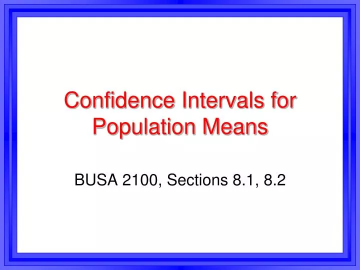 confidence intervals for population means