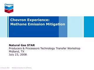 Chevron Experience: Methane Emission Mitigation
