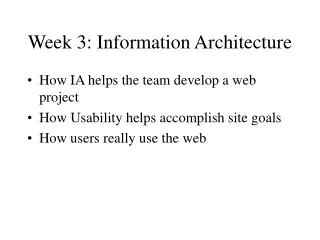 Week 3: Information Architecture