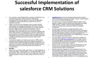 Successful Implementation of salesforce CRM Solutions