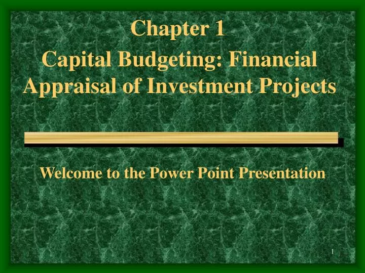 capital budgeting financial appraisal of investment projects