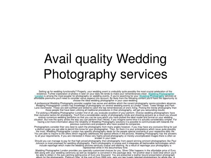 avail quality wedding photography services