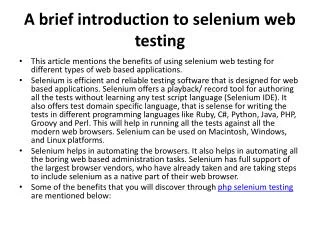 A brief introduction to selenium web testing
