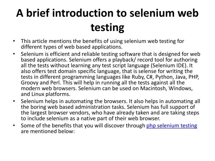 a brief introduction to selenium web testing