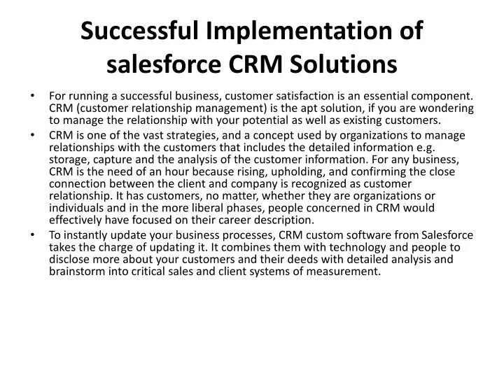 successful implementation of salesforce crm solutions