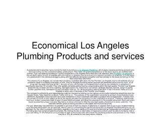 Economical Los Angeles Plumbing Products and services