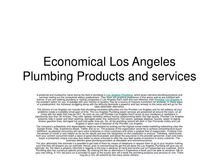 economical los angeles plumbing products and services
