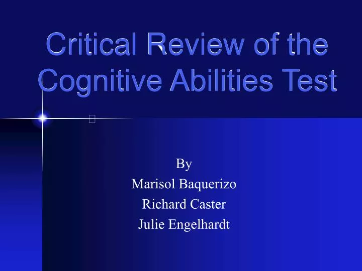 critical review of the cognitive abilities test