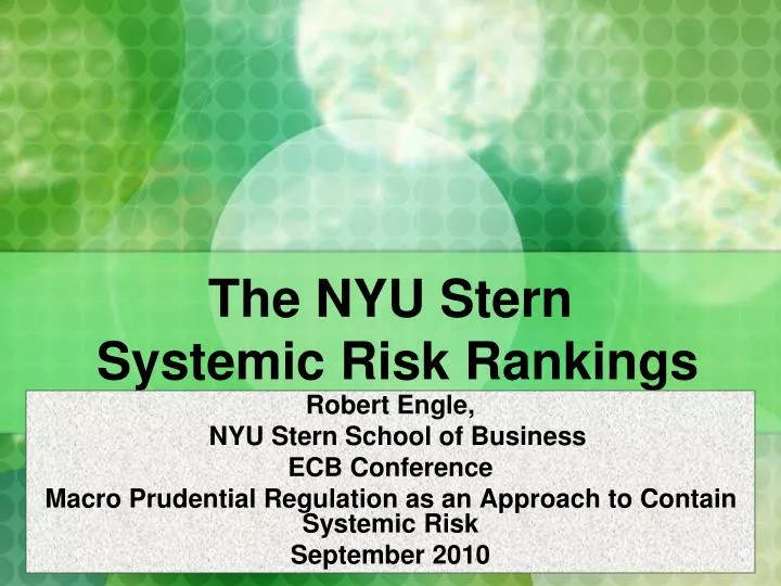 the nyu stern systemic risk rankings