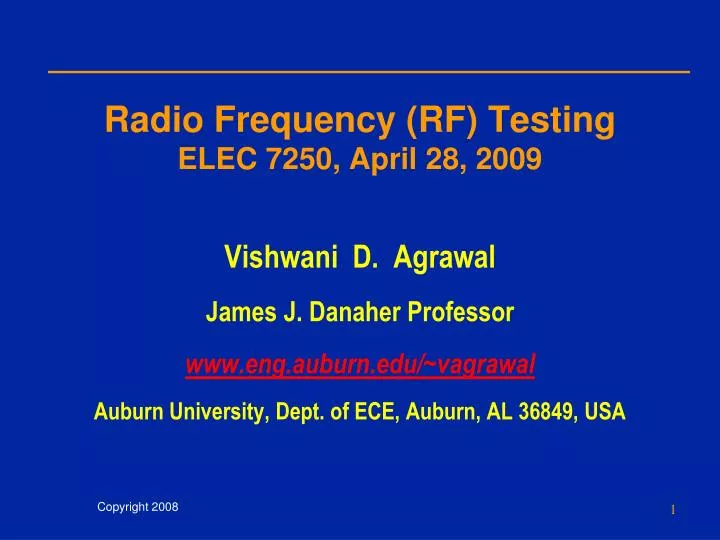 radio frequency rf testing elec 7250 april 28 2009