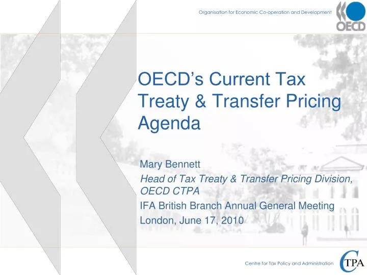 oecd s current tax treaty transfer pricing agenda