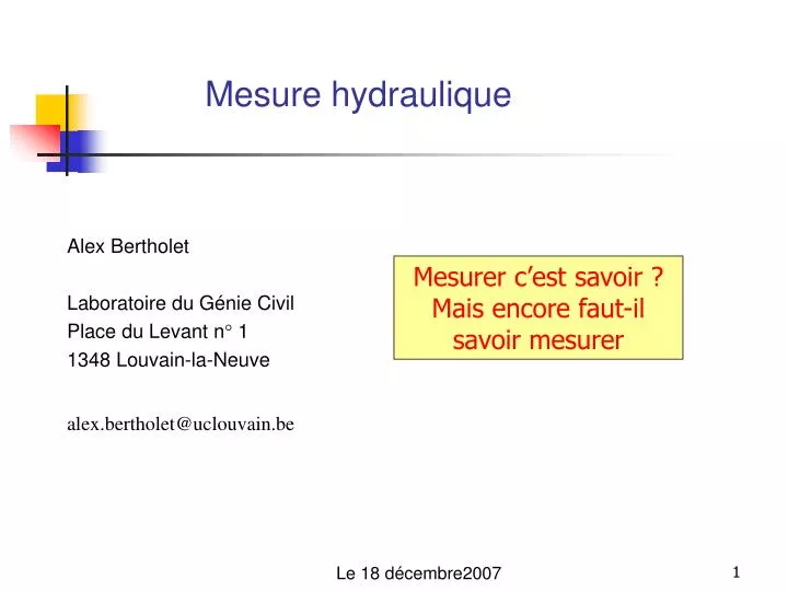 mesure hydraulique