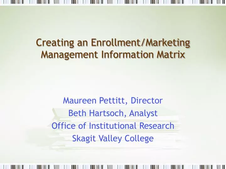creating an enrollment marketing management information matrix