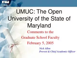 UMUC: The Open University of the State of Maryland