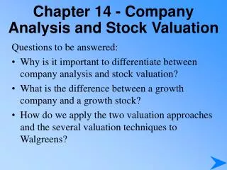 Chapter 14 - Company Analysis and Stock Valuation