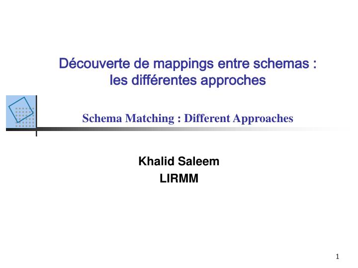 d couverte de mappings entre schemas les diff rentes approches schema matching different approaches