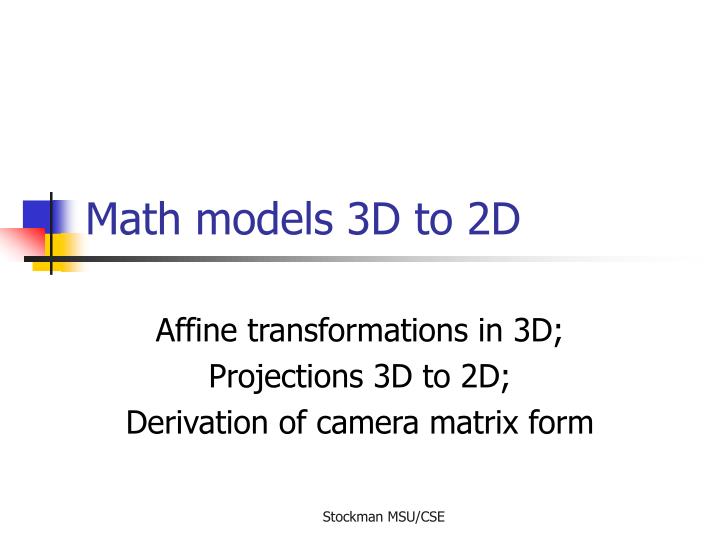 math models 3d to 2d