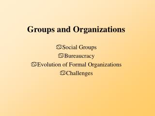 Groups and Organizations