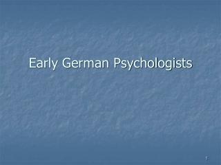 Early German Psychologists